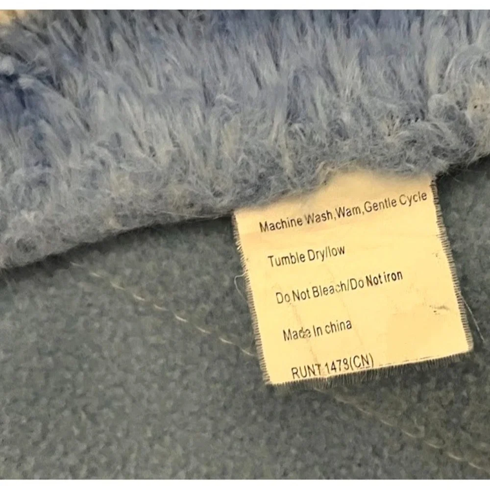Runt 1478 Blue White Polka‎ Dot Plush Baby Boy Blanket Soft 30x38 Security